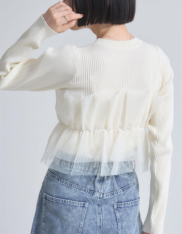 【tops】チュールドッキングニットトップス　M28014