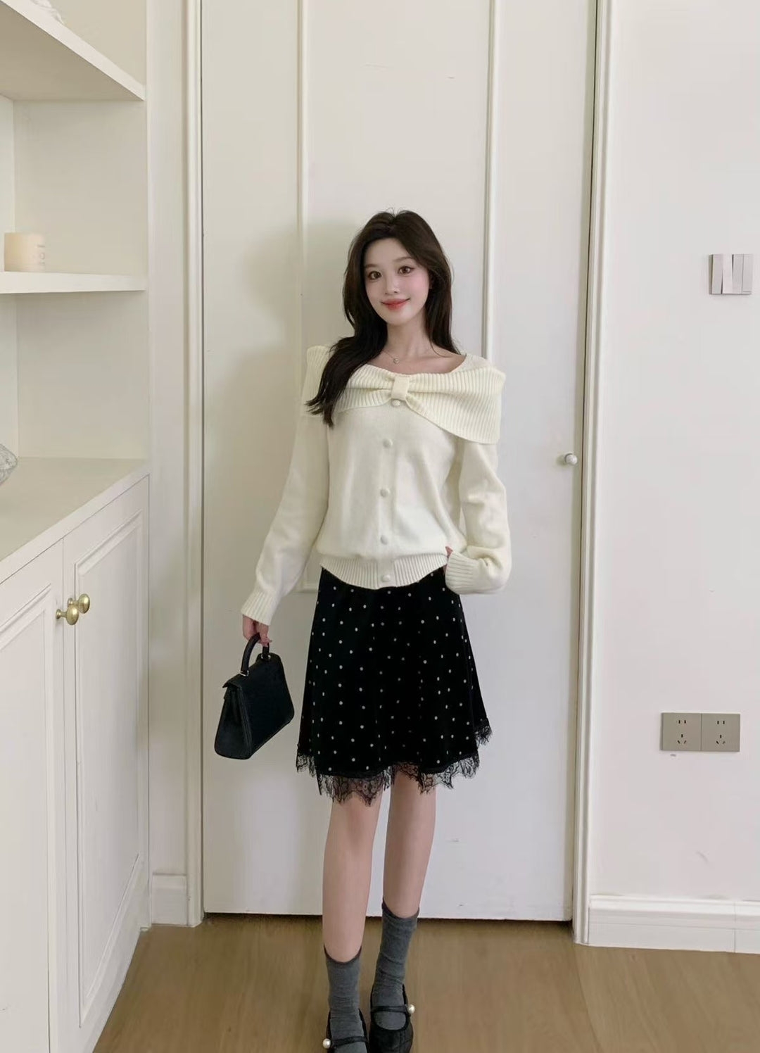 【tops】リボンニットトップス　K0667