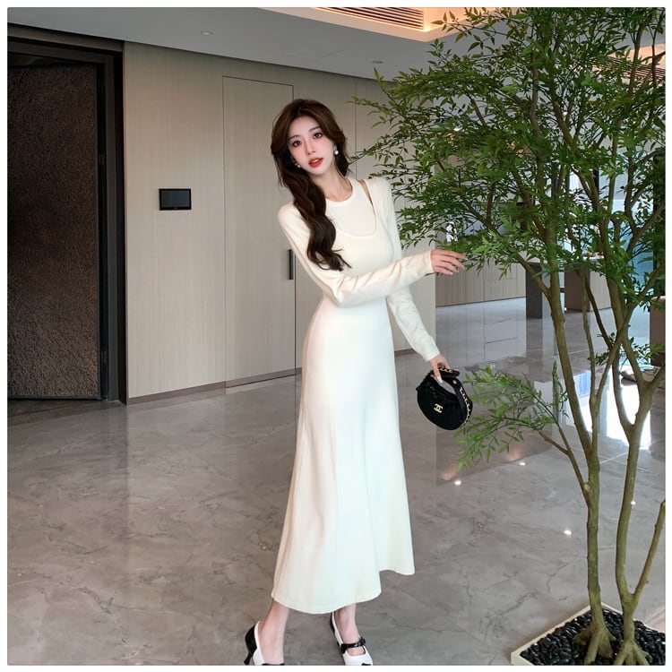 【dress】輝いて超人気 ! 切り替えニットワンピース　M17585