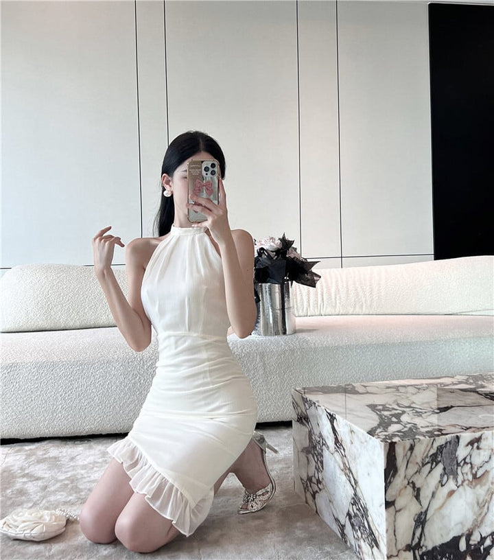 【dress】フリル不規則 イレギュラーセクシーワンピース　M16890