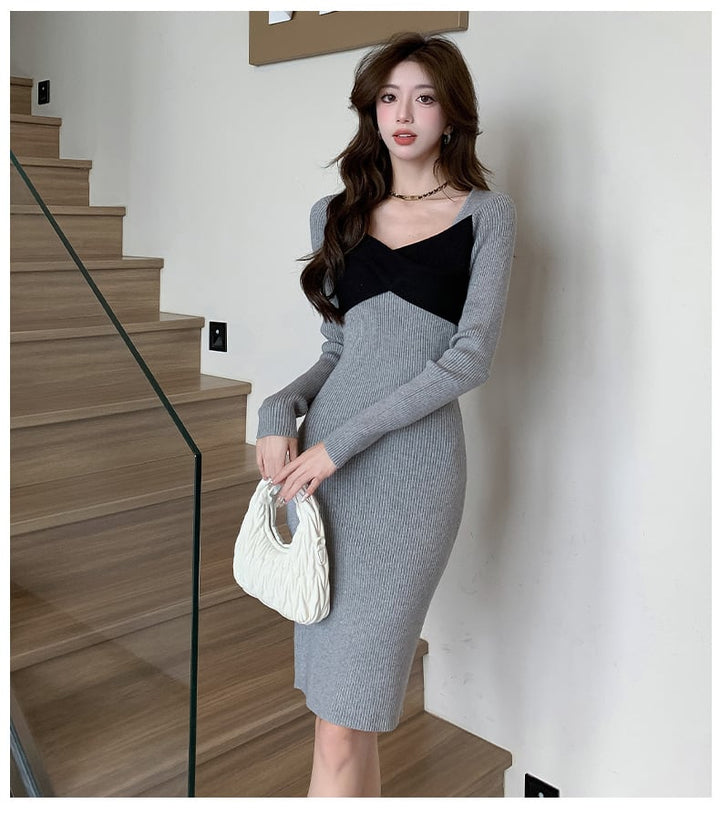 【dress】人気上昇中 chicファッションニットワンピース　M17606