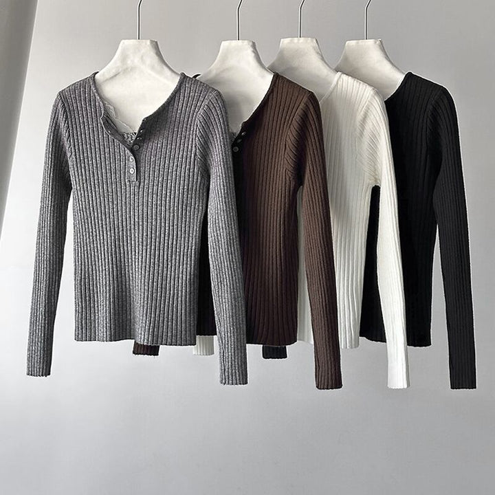 【tops】レースドッキングニットトップス Q6969