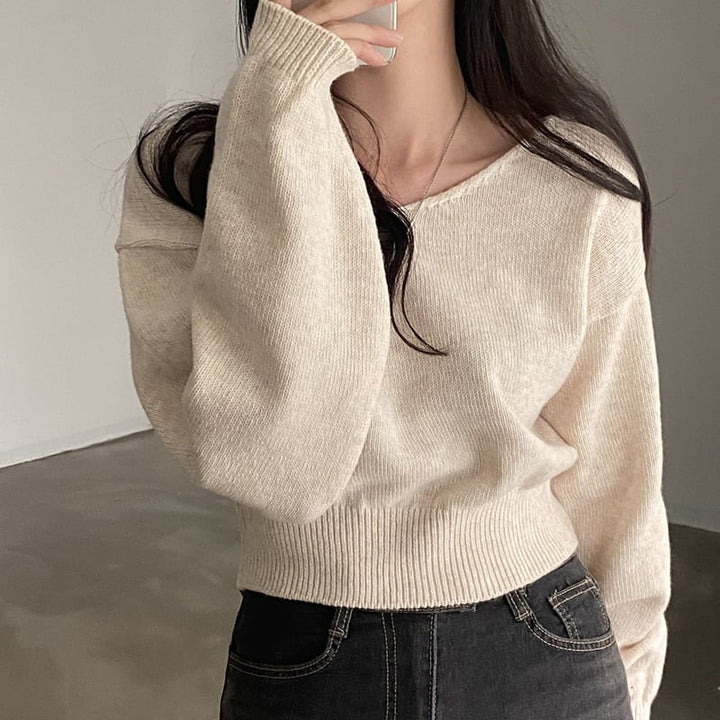 【tops】Vネックニットセーター　M26665