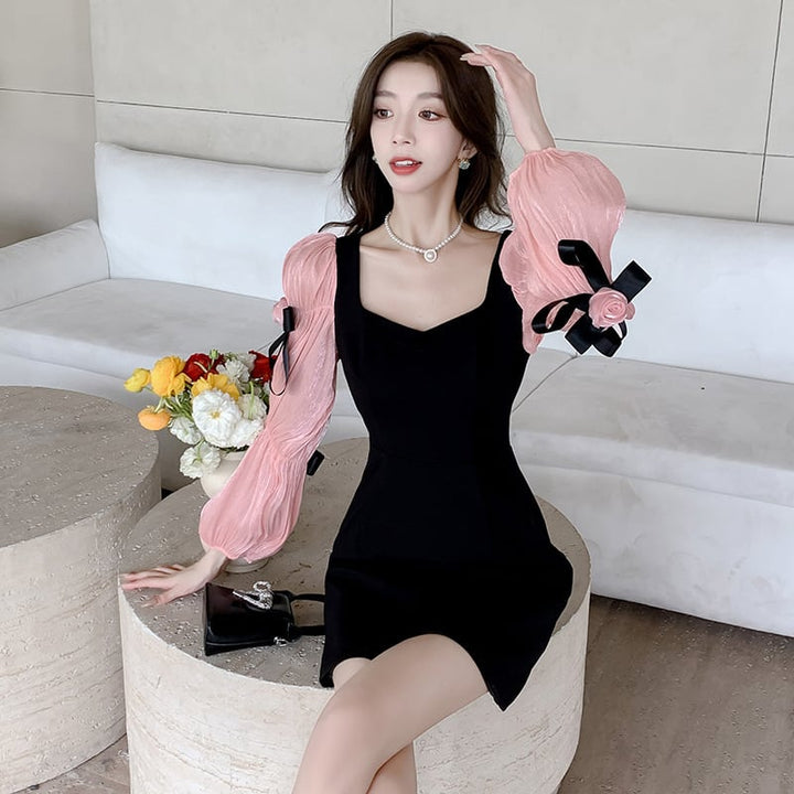【dress】リボン付き切り替えワンピース　M26331