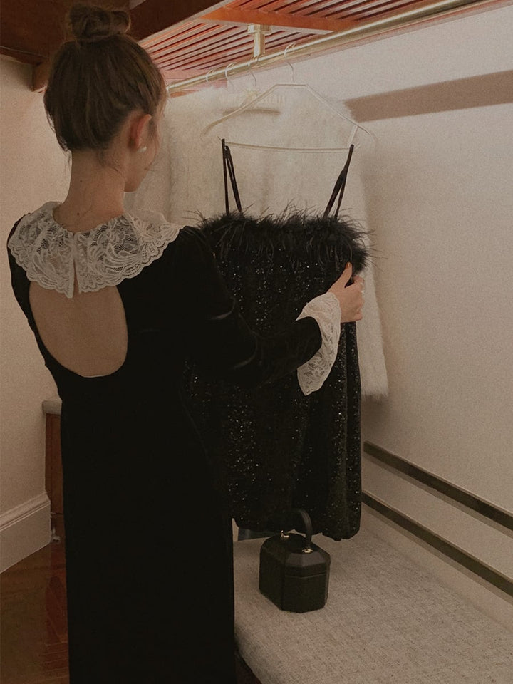 【dress】バックオープンレースカラーデートワンピース　N2938
