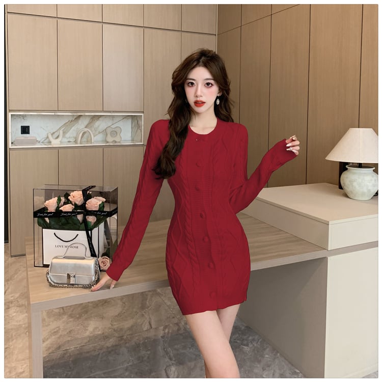 【dress】今季マストバイニットワンピース韓国系着心地良い　M17573