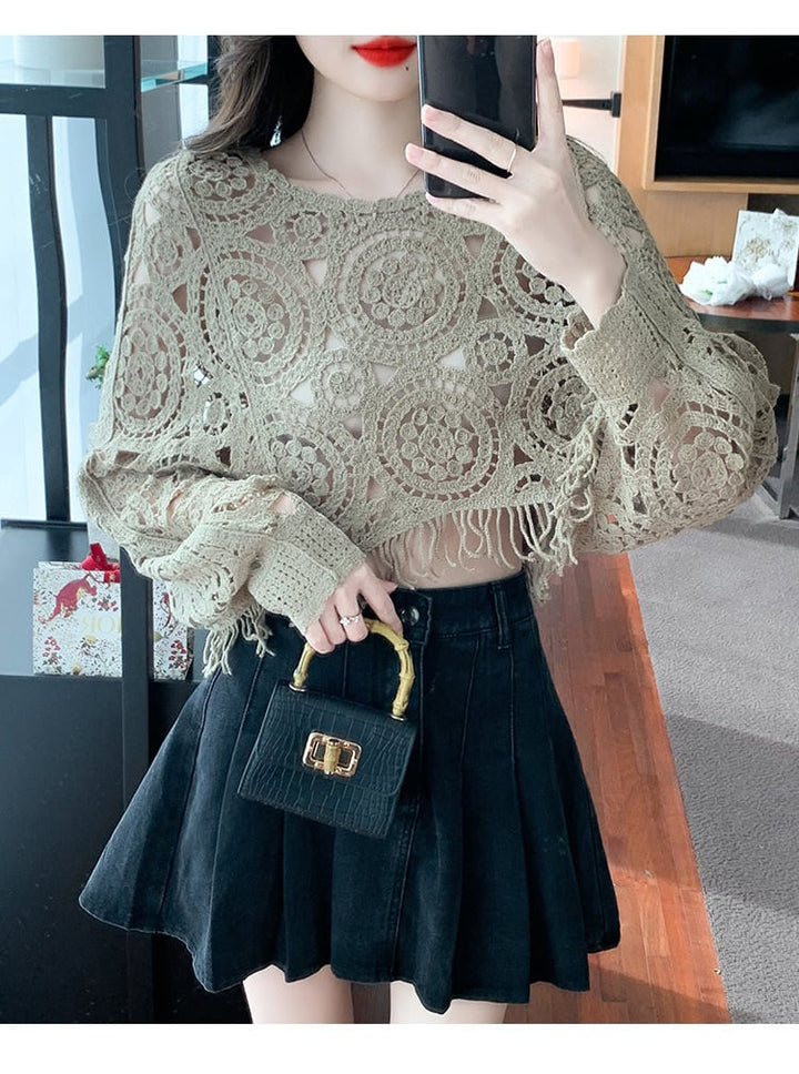 【tops】優しい雰囲気カットワークレーストップス　M17665