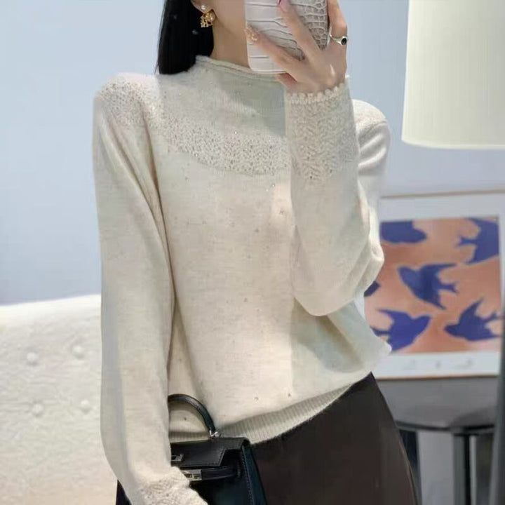 【tops】ラインストーン付きニットトップス Q7708