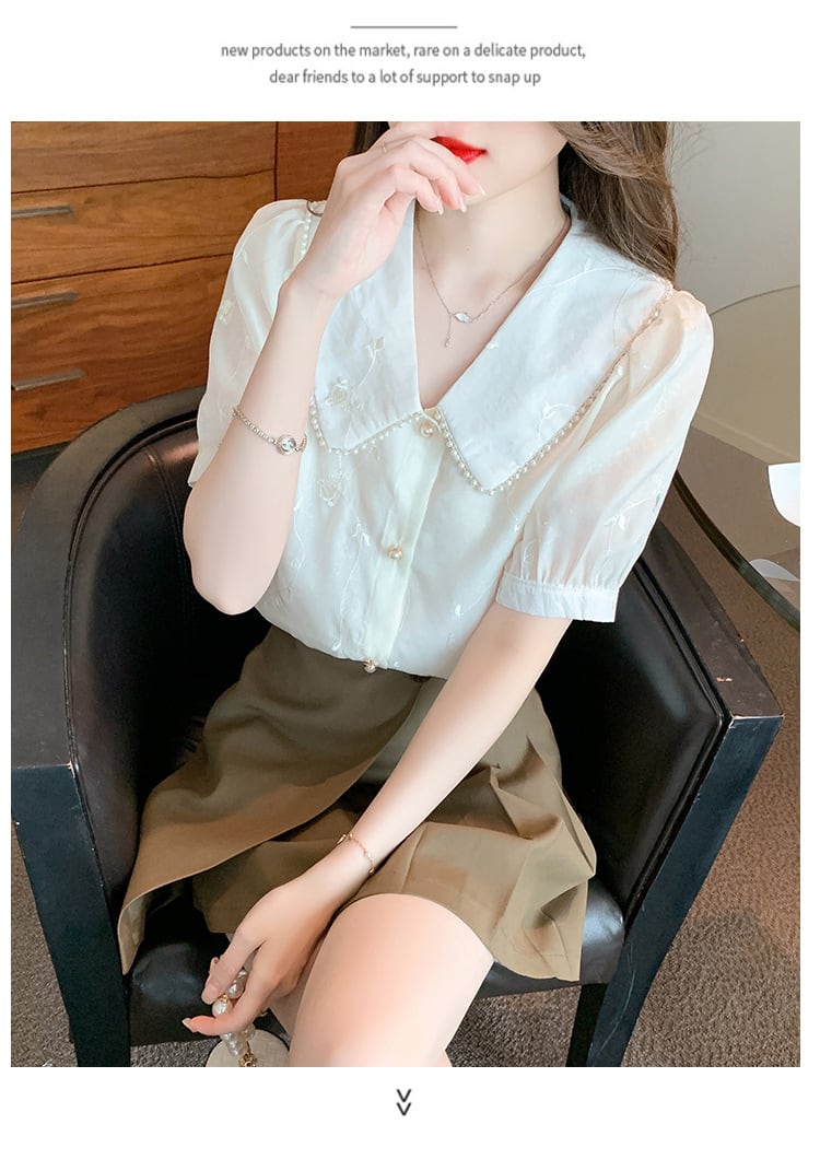 【tops】大人らしい スウィートレースシャツトップス　M17037