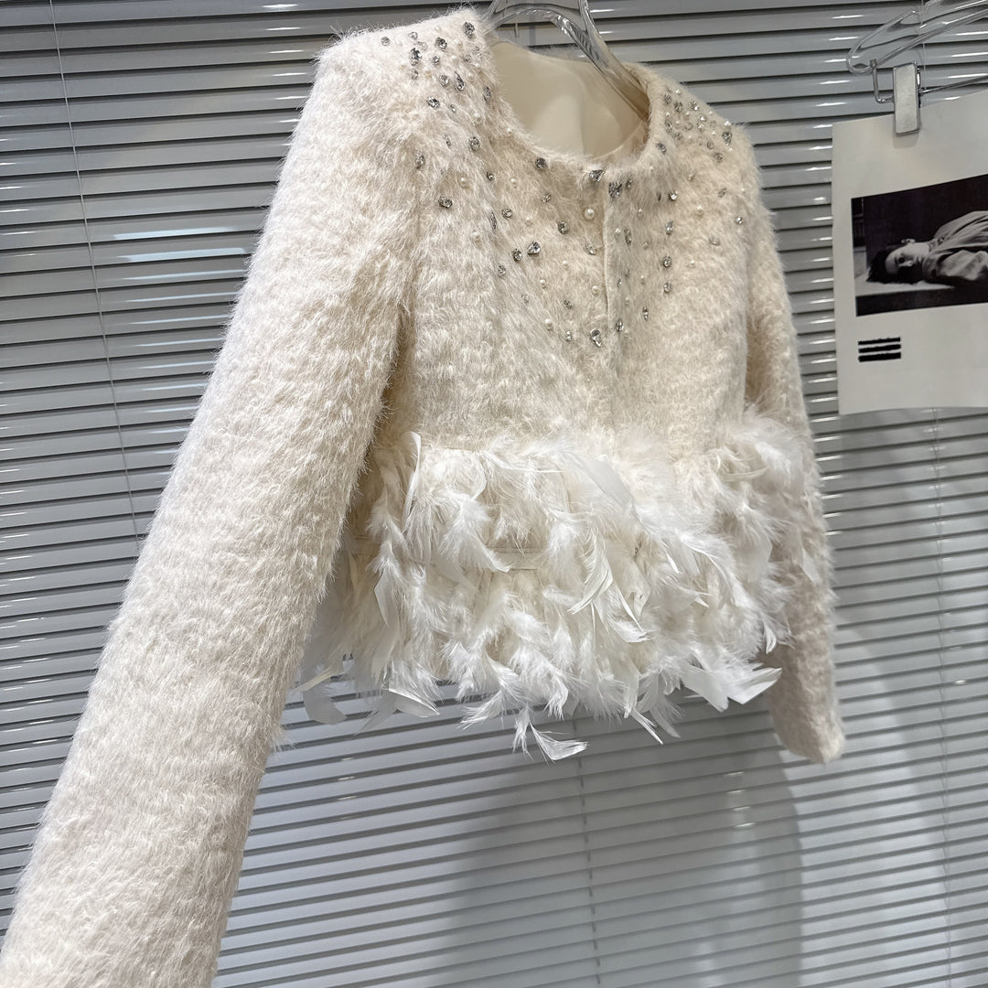 【outer】パールビジューフェザージャケット　N3380