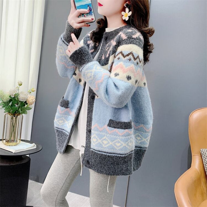 【outer】ジャカードニットカーデ　M27643