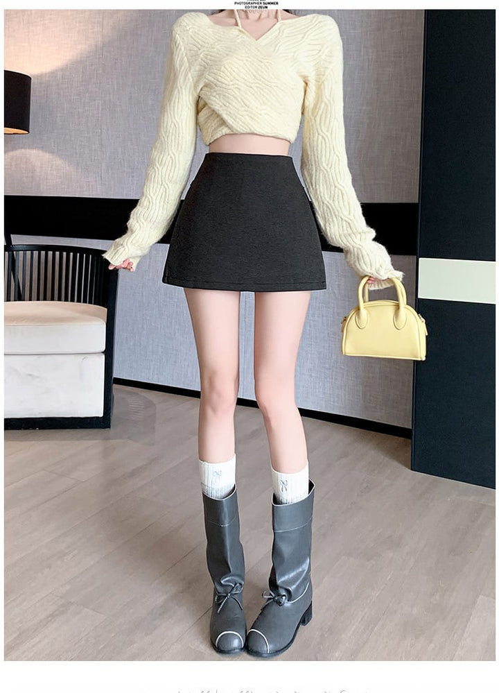 【bottoms】ハイウエストキュロットパンツ　M27866