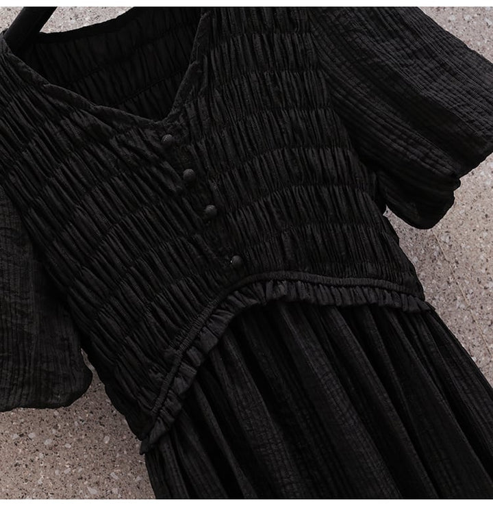 【dress】絶対欲しいVネックデートワンピース着瘦せ　M16958