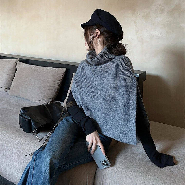 【set】長袖トップス×ニット不規則 イレギュラーケープセット　M28433