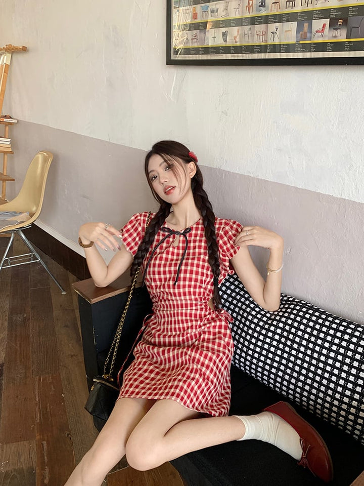 【dress】チェック柄ワンピース　M24139
