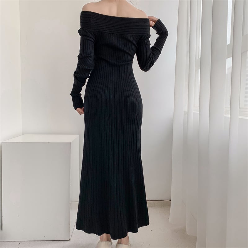 【dress】話題沸騰中 オシャレ無地ニットワンピース　M17589