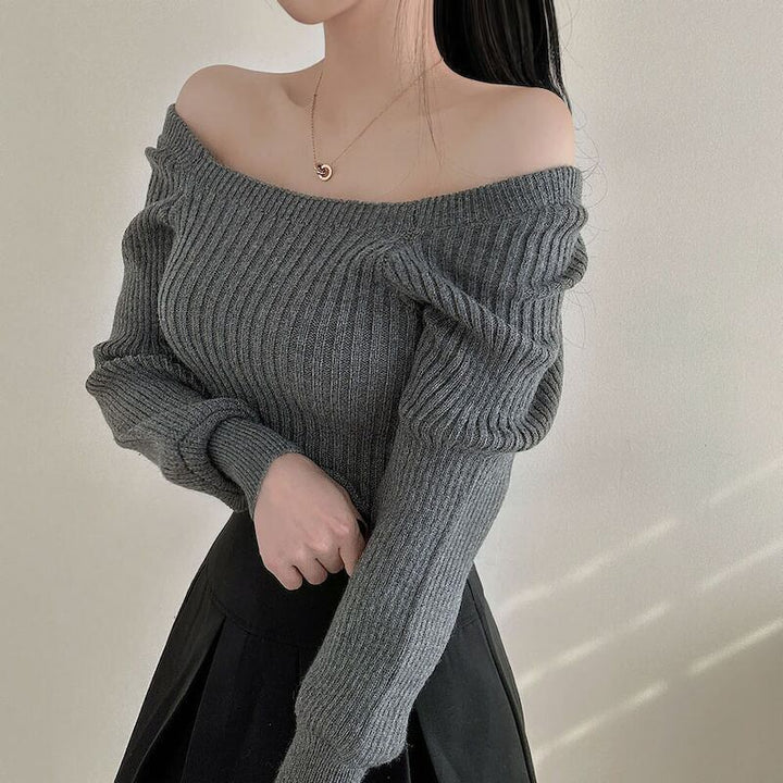 【tops】ランタンスリーブニットトップス　M18652