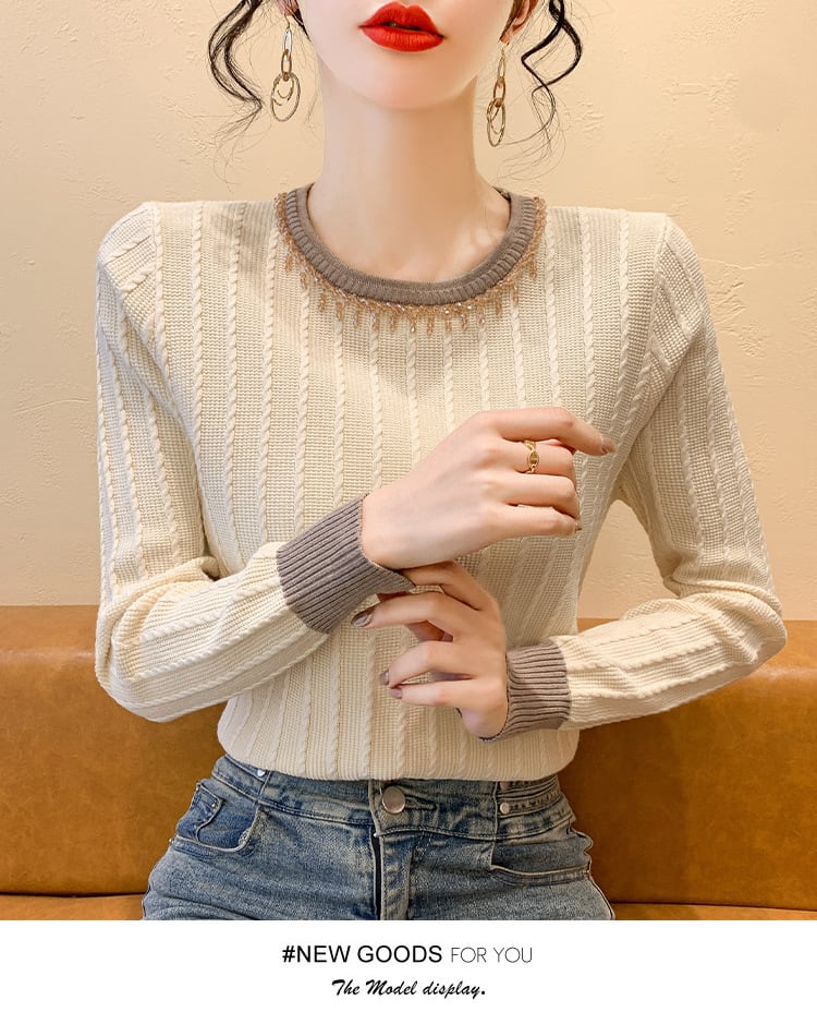 【tops】クルーネックニットトップス　M27423