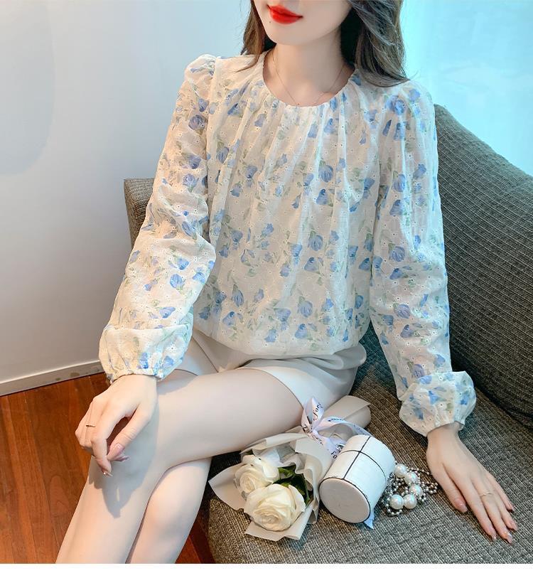 【tops】韓国系スウィートカットワークシャツトップス　M17388