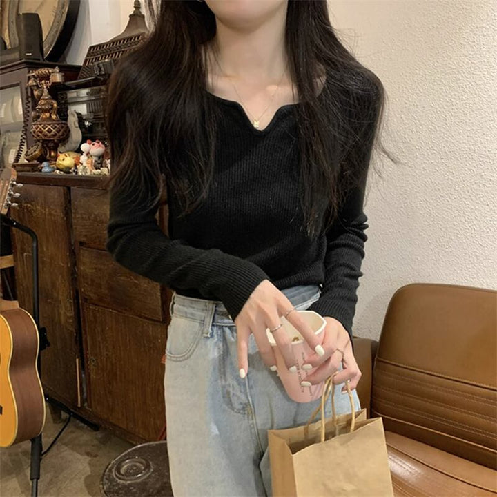 【tops】Vネックニットトップス　M18569