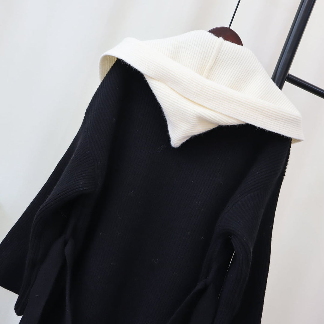 【outer】ドッキングロング丈ニットカーデ　M18270