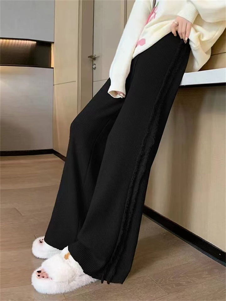 【bottoms】ハイウエストニットワイドパンツ　M18323