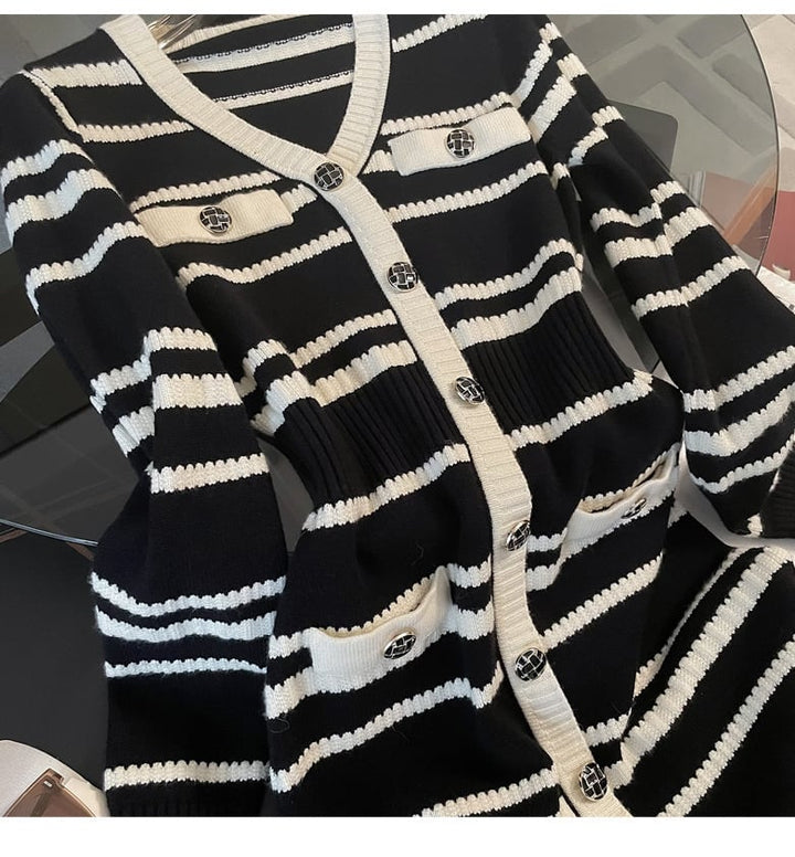 【dress】ボーダー柄ニットワンピース　M25353