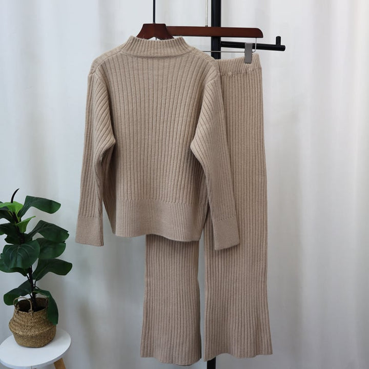 【set】ニットセーター×ワイドパンツセット　M26136