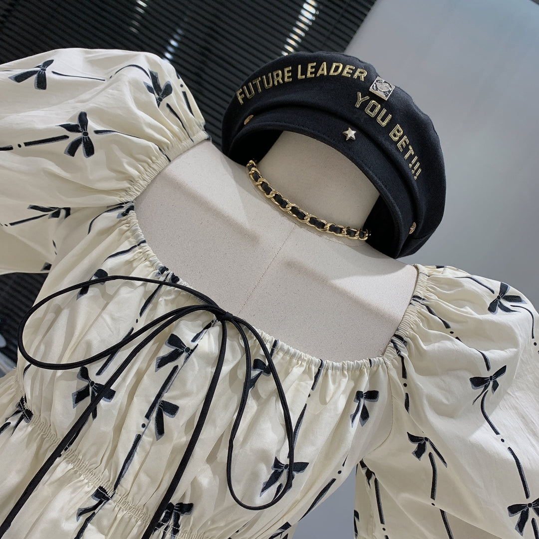 【tops】リボンプリントトップス　M25274