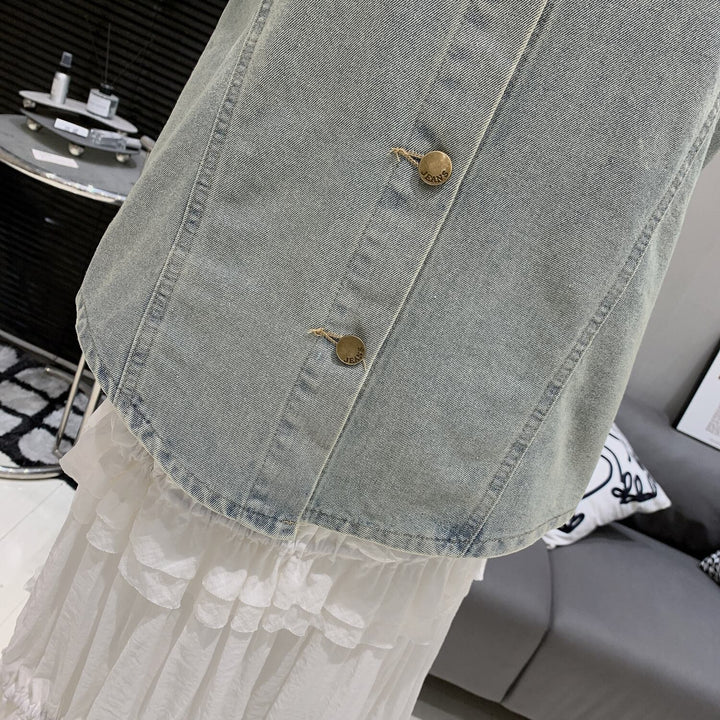 【tops】オフショルダーデニムシャツトップス　M29717