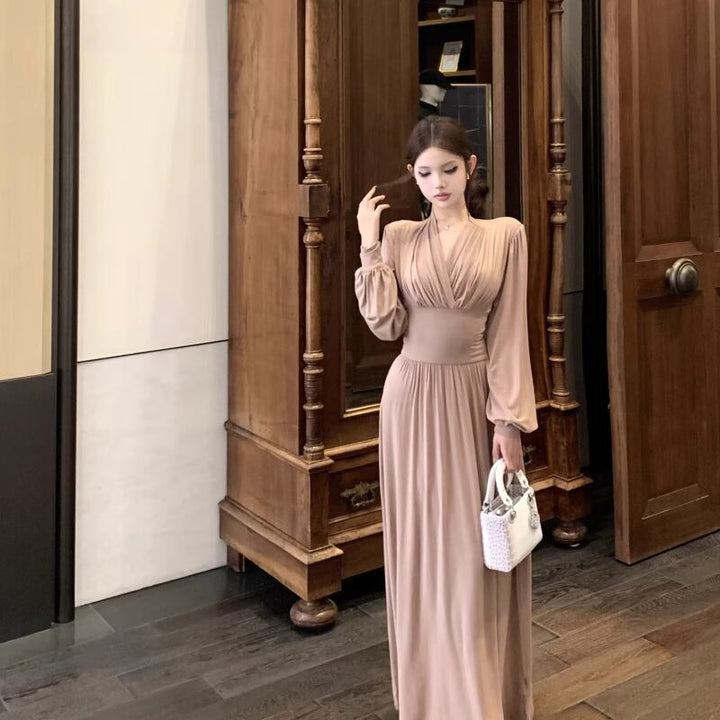 【dress】クロスネックロングワンピース Q7014