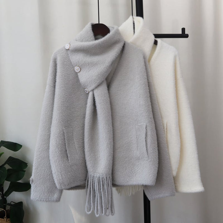【outer】ニットアウターマフラー付き　M28084