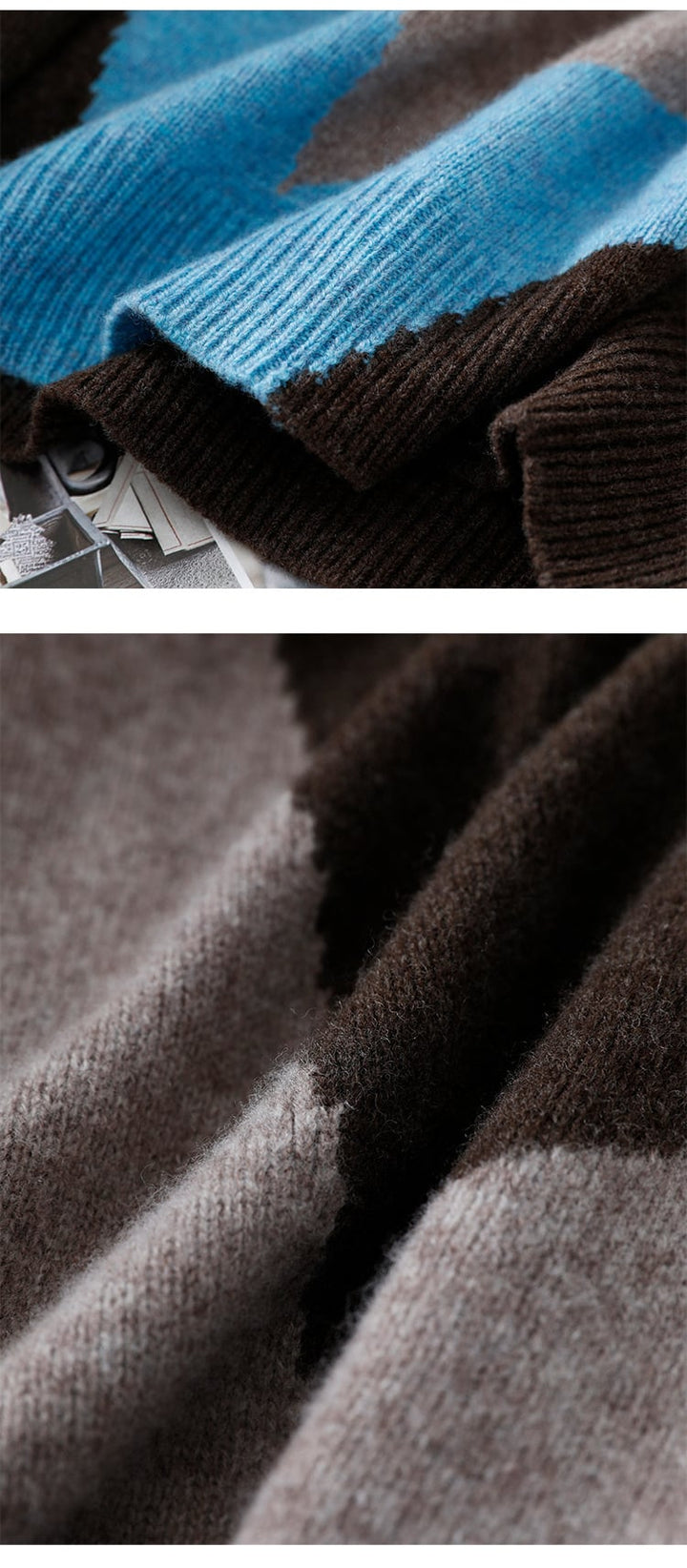 【tops】配色ニットセーター　M25417