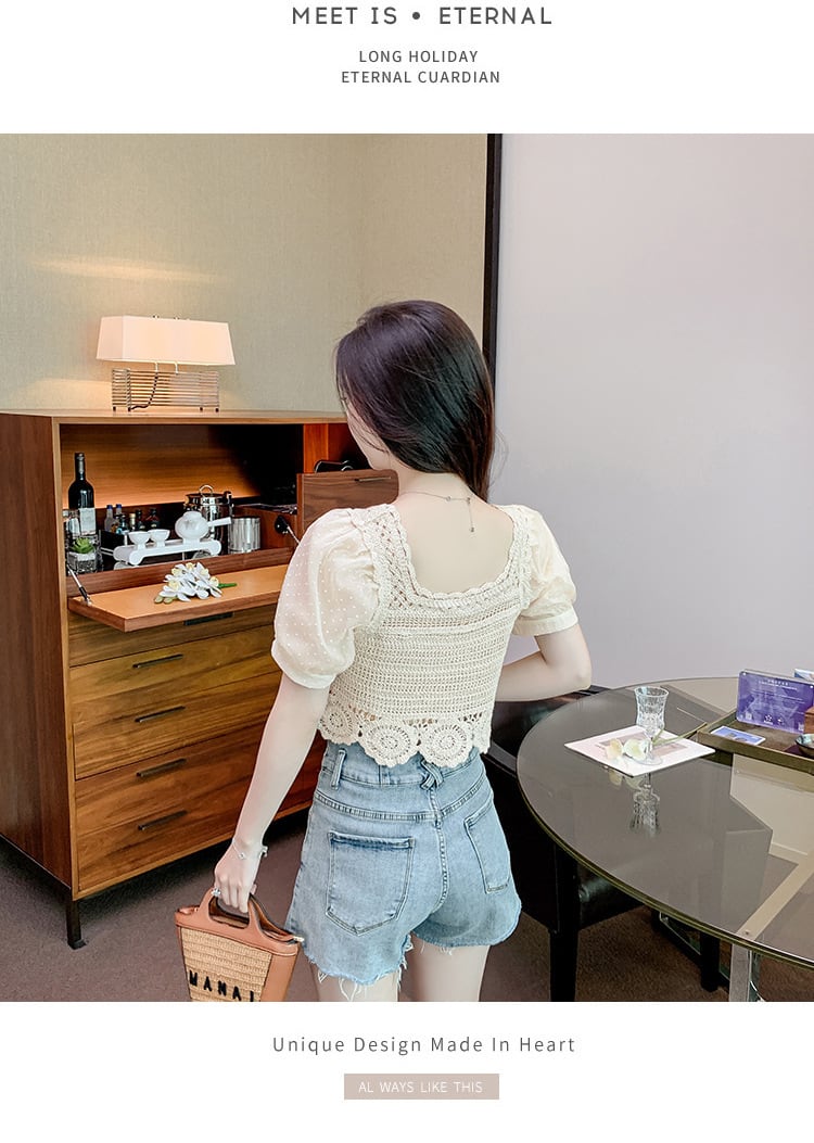 【tops】柔らかくて優しい印象カットワークニットトップス　M17061