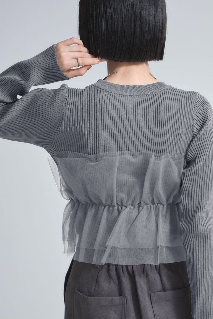 【tops】チュールドッキングニットトップス　M28014