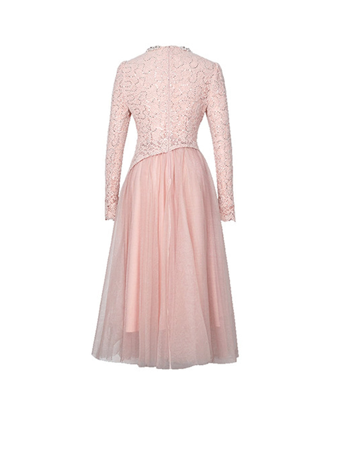 【dress】ビーズ付きレースドッキングワンピース Q8495
