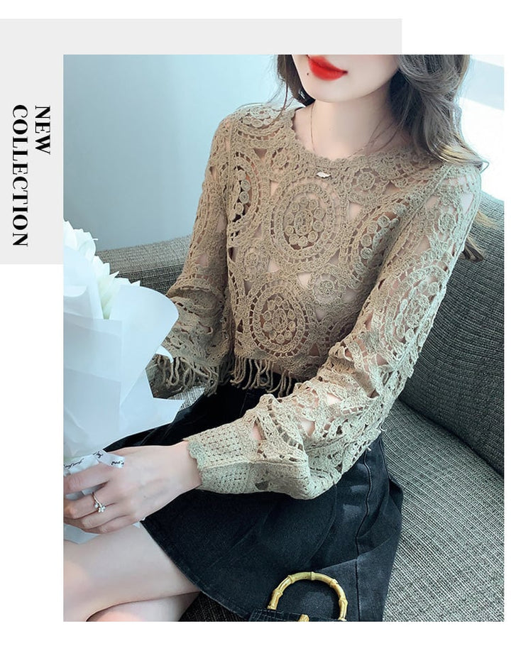【tops】優しい雰囲気カットワークレーストップス　M17665