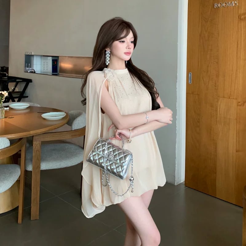 【dress】ケープデザインミニワンピース Q8522