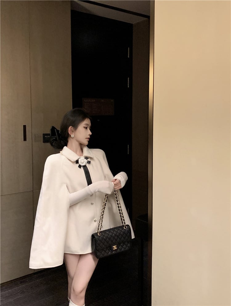 【outer】裹起毛ケープコート　M27955