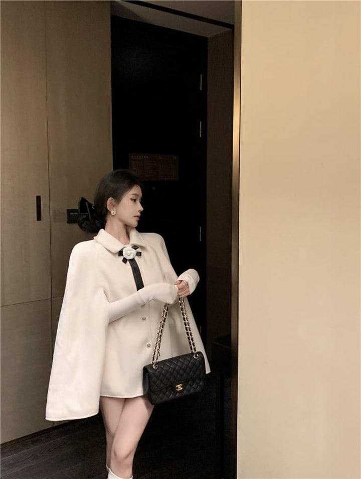 【outer】裹起毛ケープコート　M27955