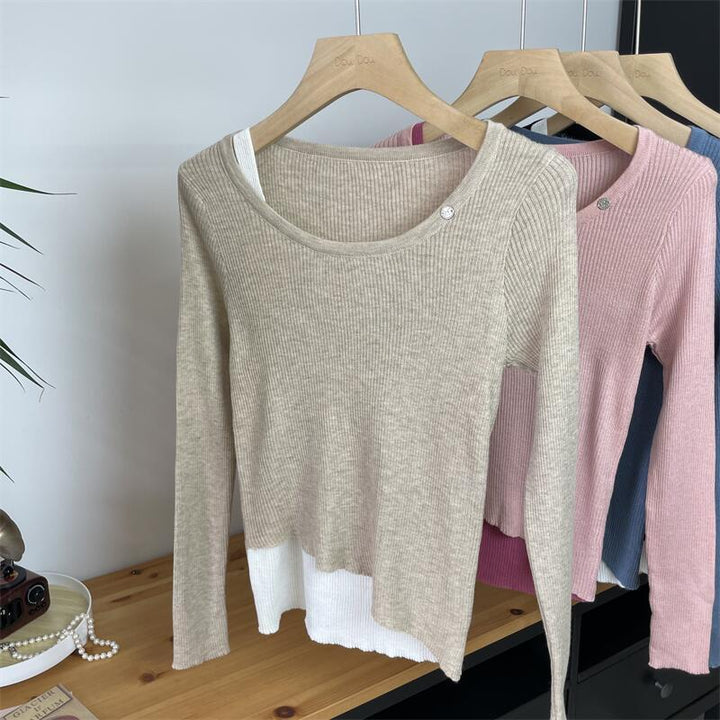 【tops】切り替えニットトップス　M26510