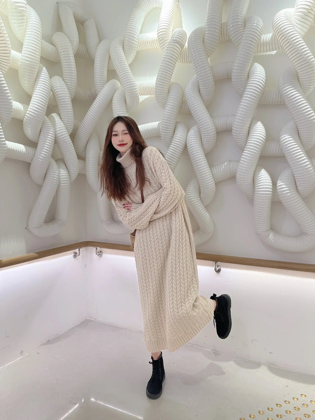 【dress】ハイネックニットワンピース　M25799