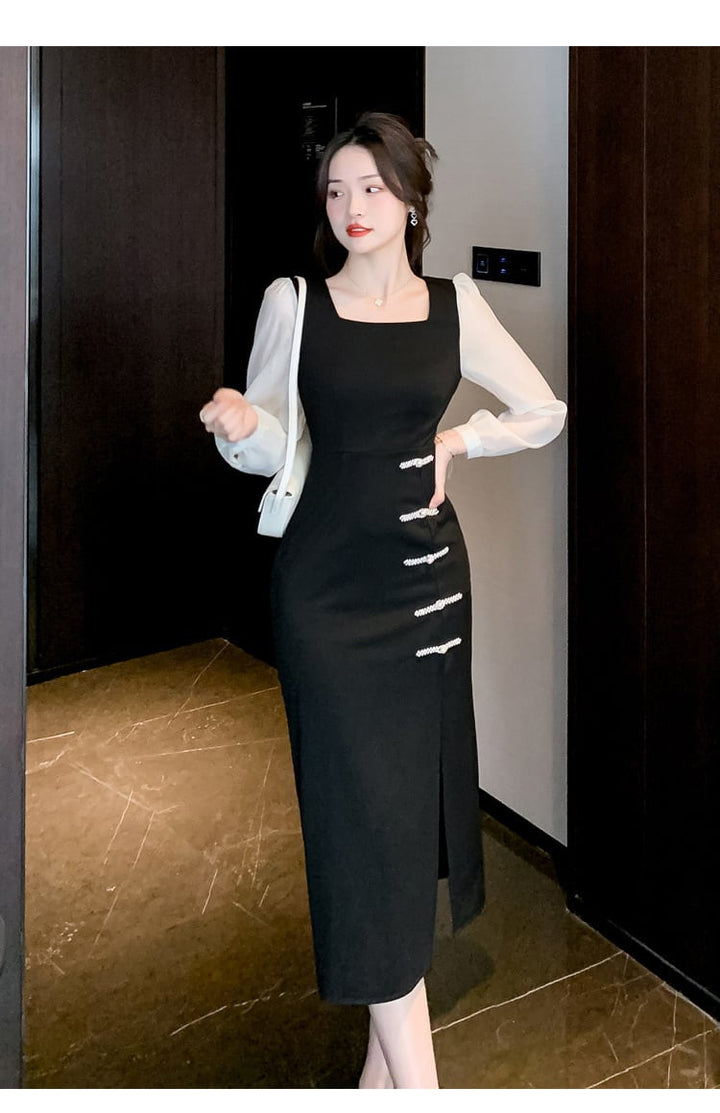 【dress】今季マストバイエレガント切り替えワンピース　M17420