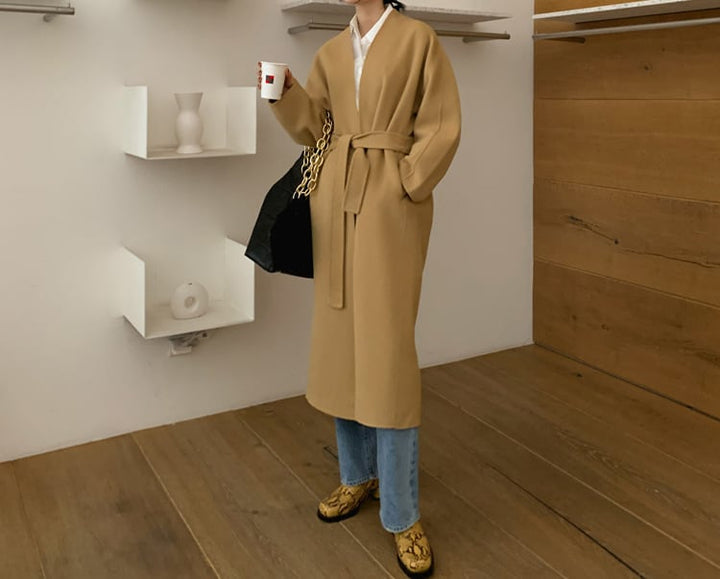【outter】Vネックカラーコート　M17906