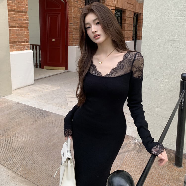 【dress】レースドッキングワンピース　M27754