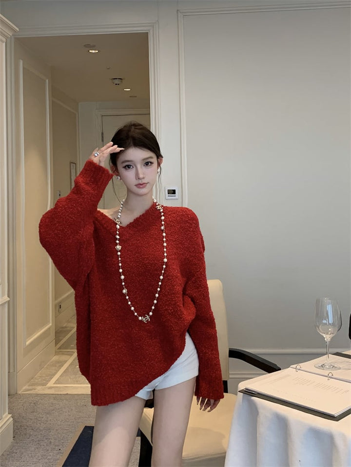 【tops】Vネックニットセーター　M28192