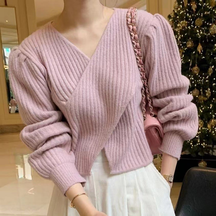 【tops】Vネックニットセーター　M18156