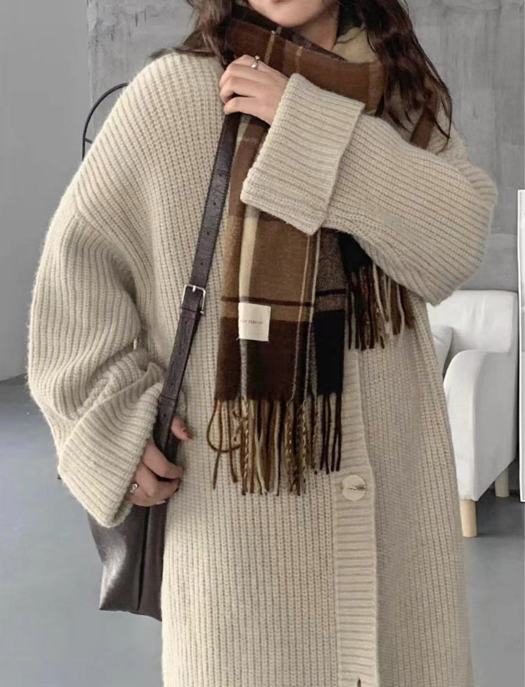 【outer】ロング丈ニットカーデ　M25637