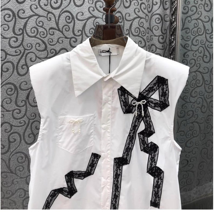 【tops】ノースリーブシャツトップス　M24074