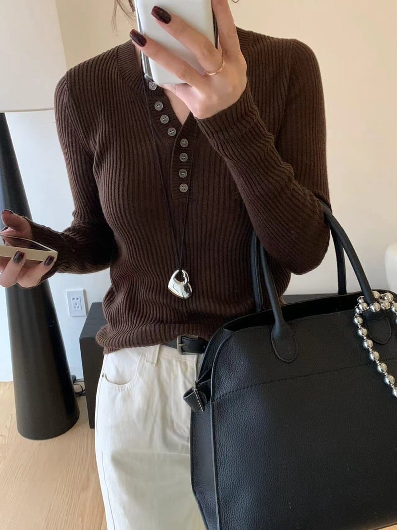 【tops】Vネックニットトップス　M26791